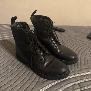 Black Combat Lace-Up Boots